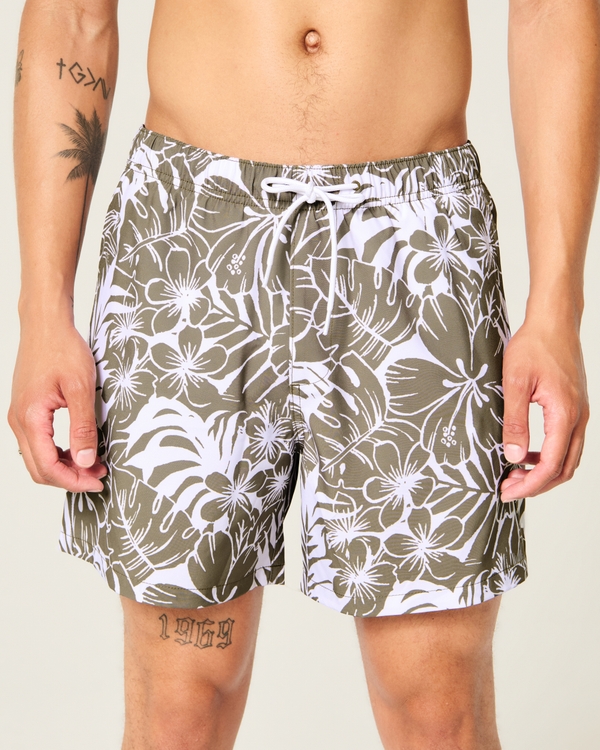 Vacation Swim Trunks, Brown Floral view 1
