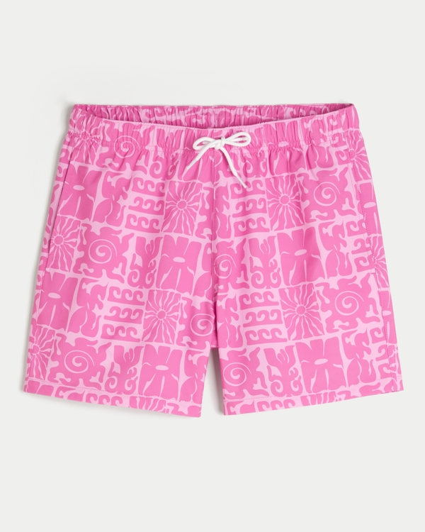 Vacation Swim Trunks, Pink Pattern view 1