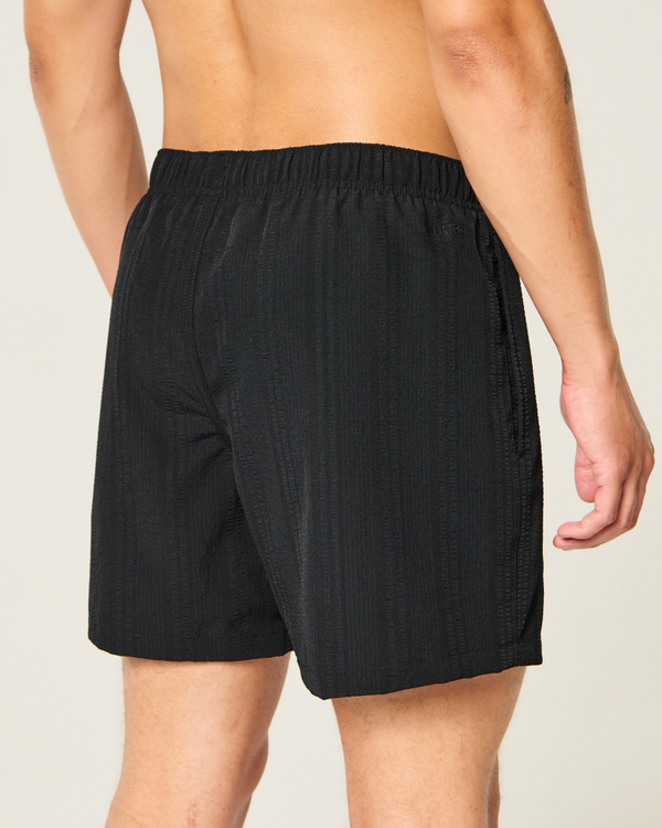 Seersucker Vacation Swim Trunks, Black view 2
