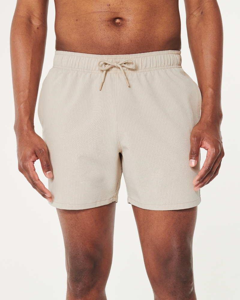 Seersucker Guard Swim Trunks 5"