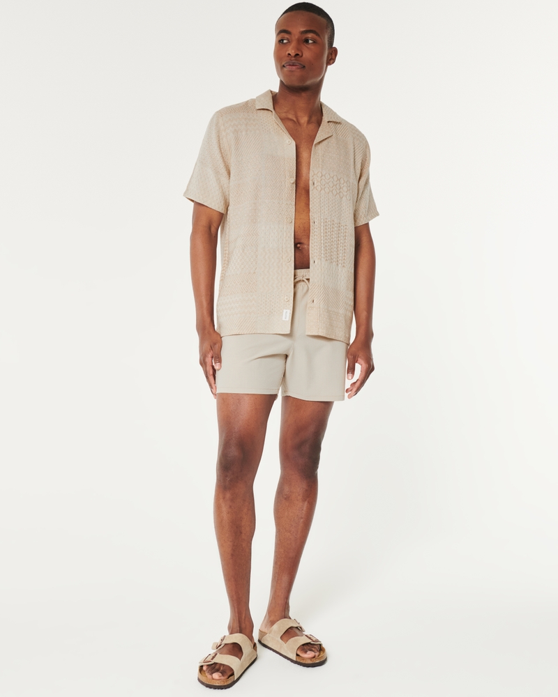 Seersucker Guard Swim Trunks 5"