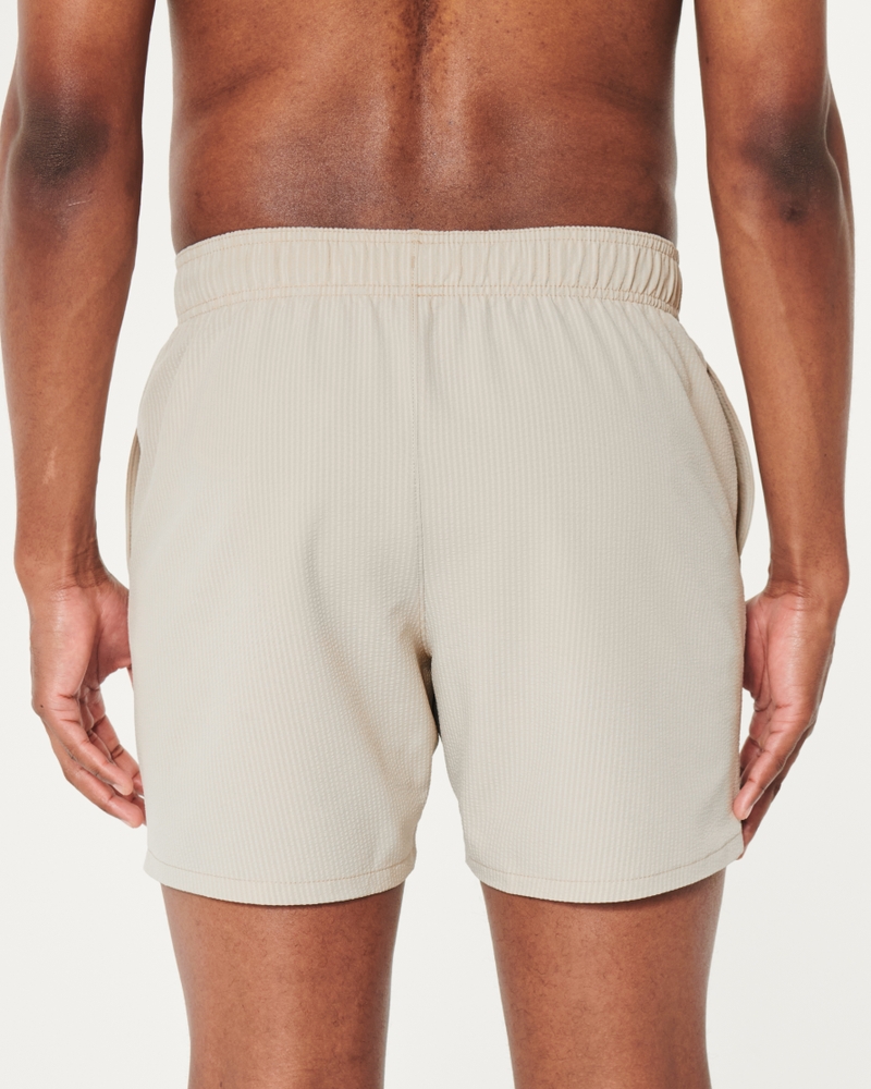 Seersucker Guard Swim Trunks 5"
