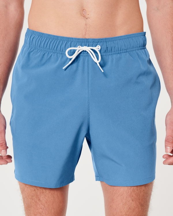 7 Inseam Swim Shorts with Compression Liner - Blue Shark Small