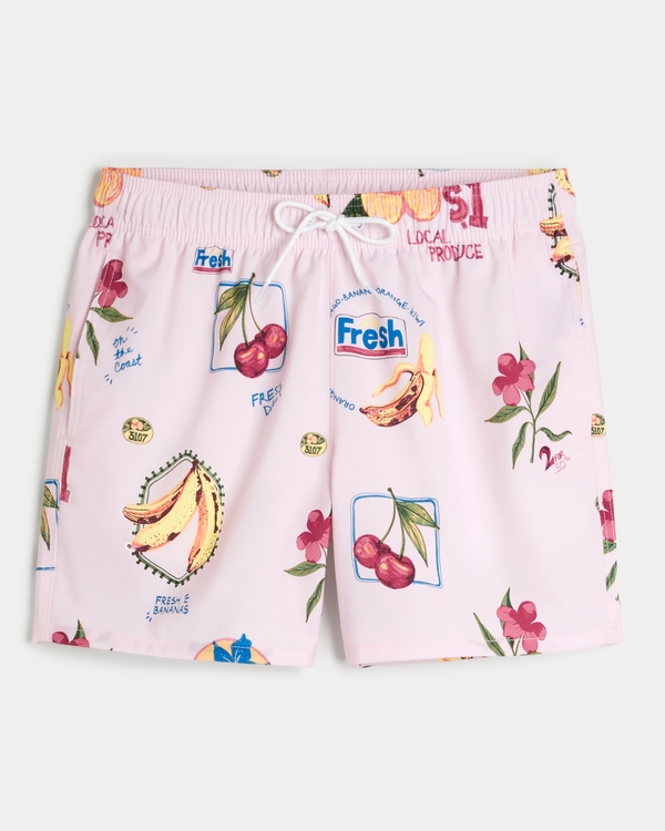 Guard Swim Trunks 5", Pink Print