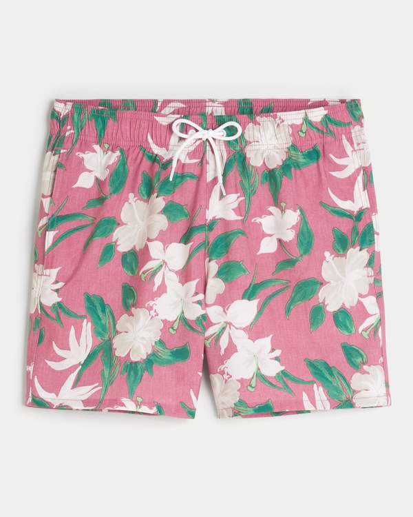 Guard Swim Trunks 5", Heather Red Floral