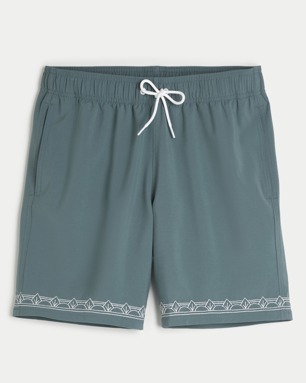 Embroidered Guard Swim Trunks 7", Dark Teal