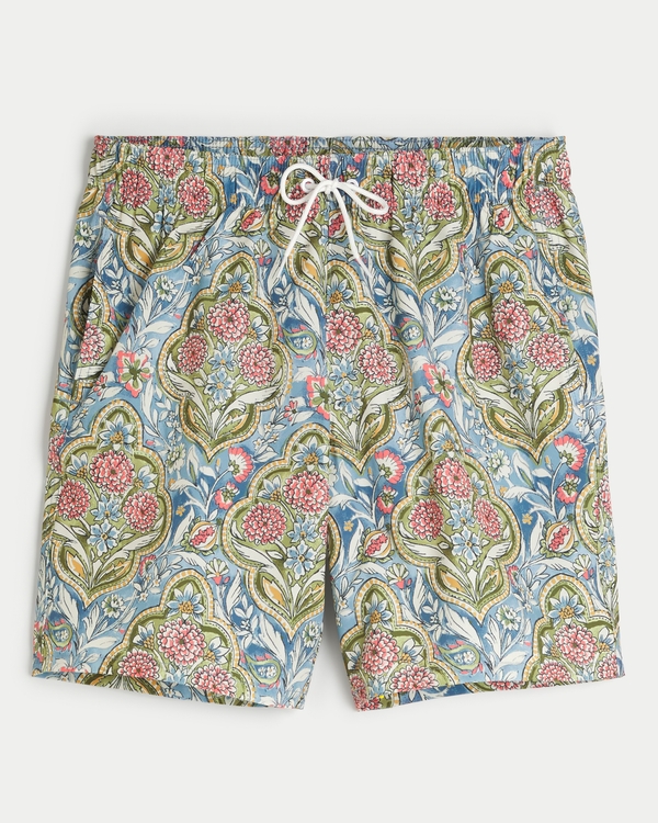 Guard Swim Trunks 7", Blue Pattern Dd