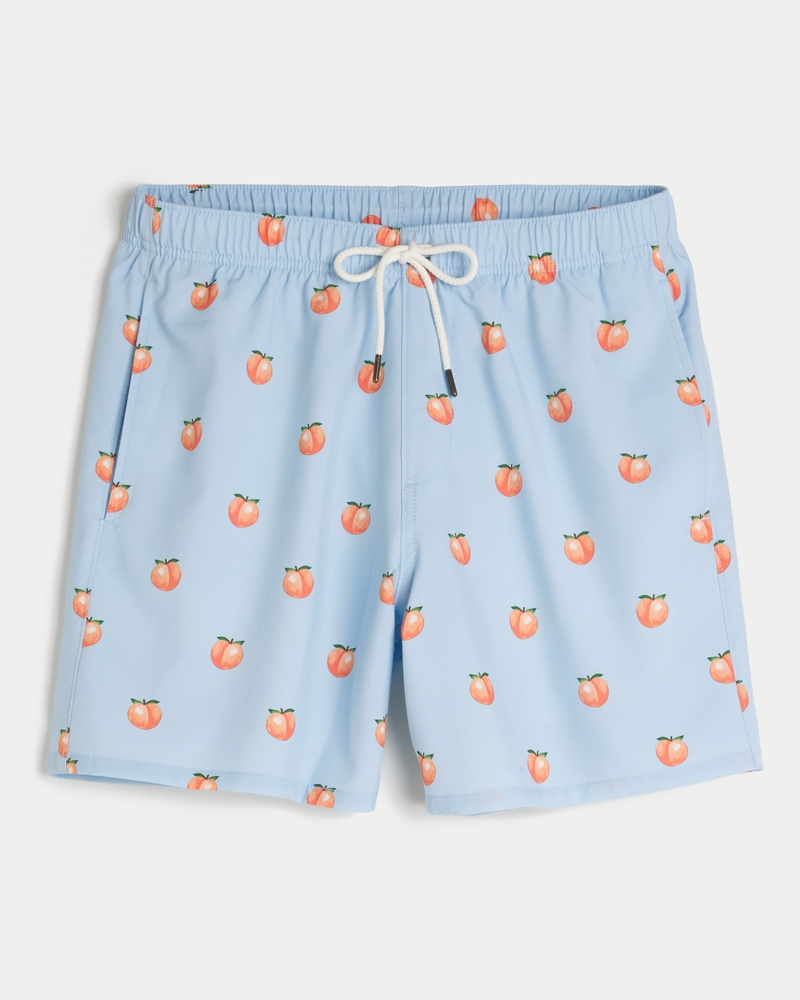 Men s Guard Swim Trunks 6 in Light Blue Peach Size XL from Hollister