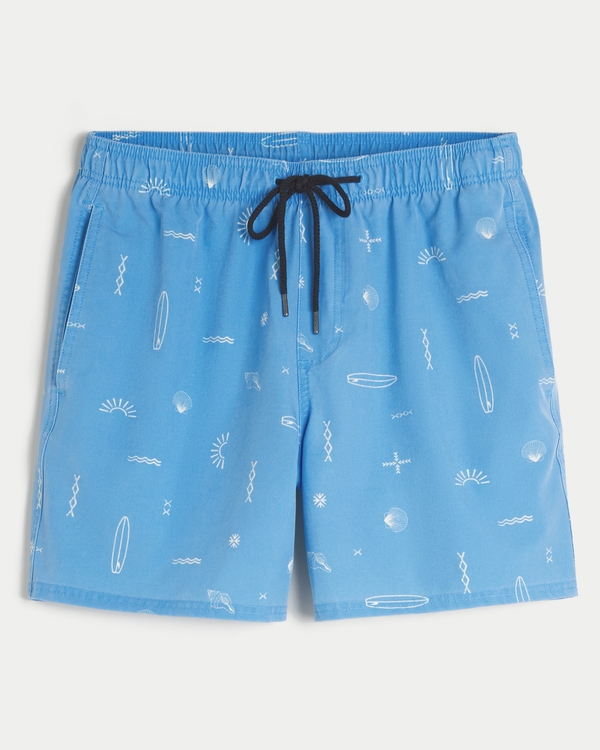 Guard Swim Trunks 6", Light Blue Pattern