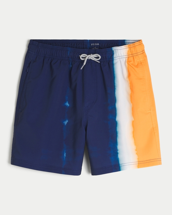 Guard Swim Trunks 6", Navy To Orange Tie-dye