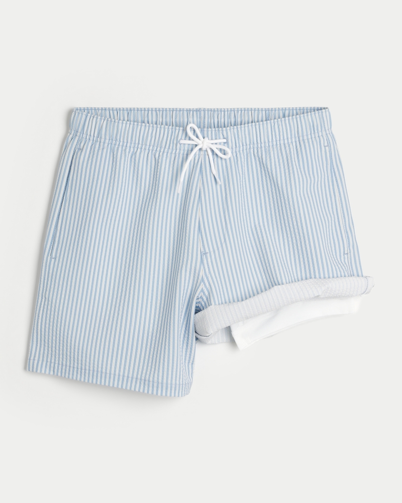 Seersucker Guard Swim Trunks 6"