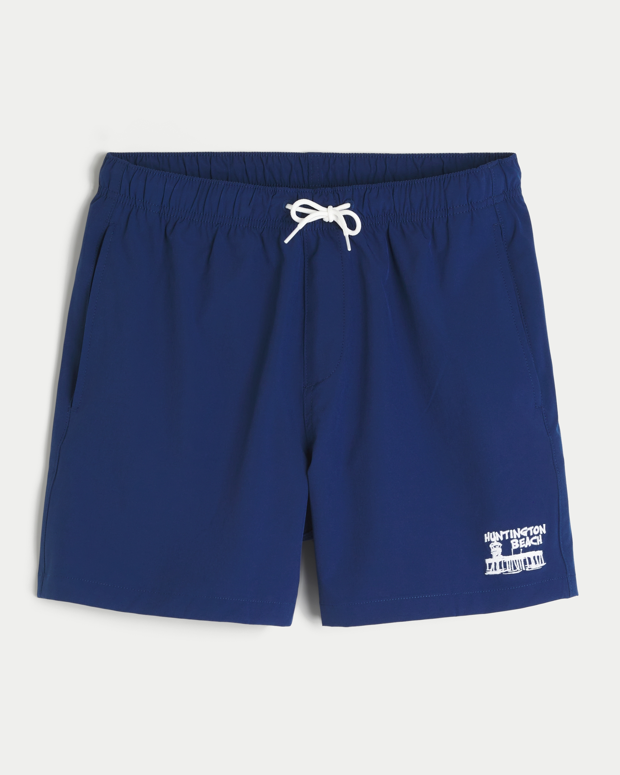 Huntington Beach Graphic Mid-Thigh Volley Swim Trunks