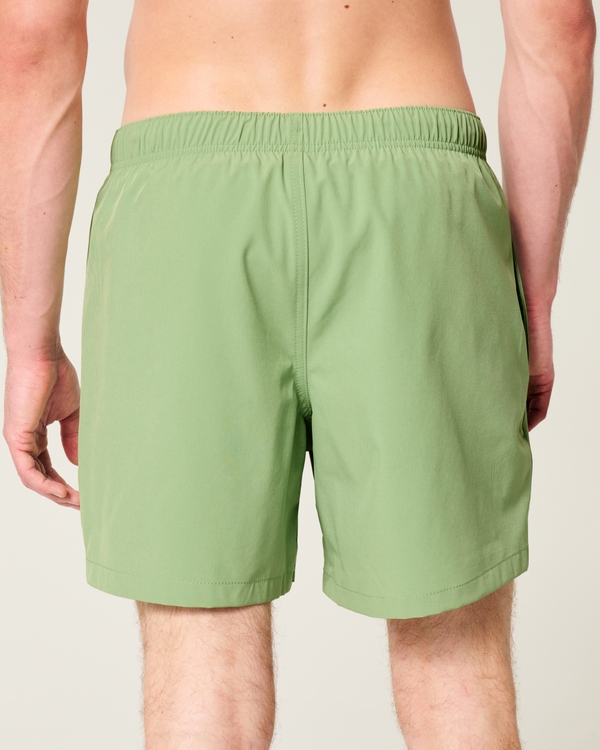 Malibu Beach Graphic Mid-Thigh Volley Swim Trunks