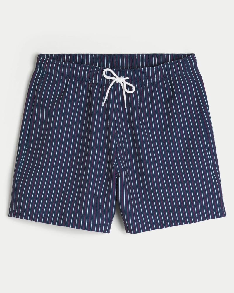 Mid-Thigh Seersucker Volley Swim Trunks