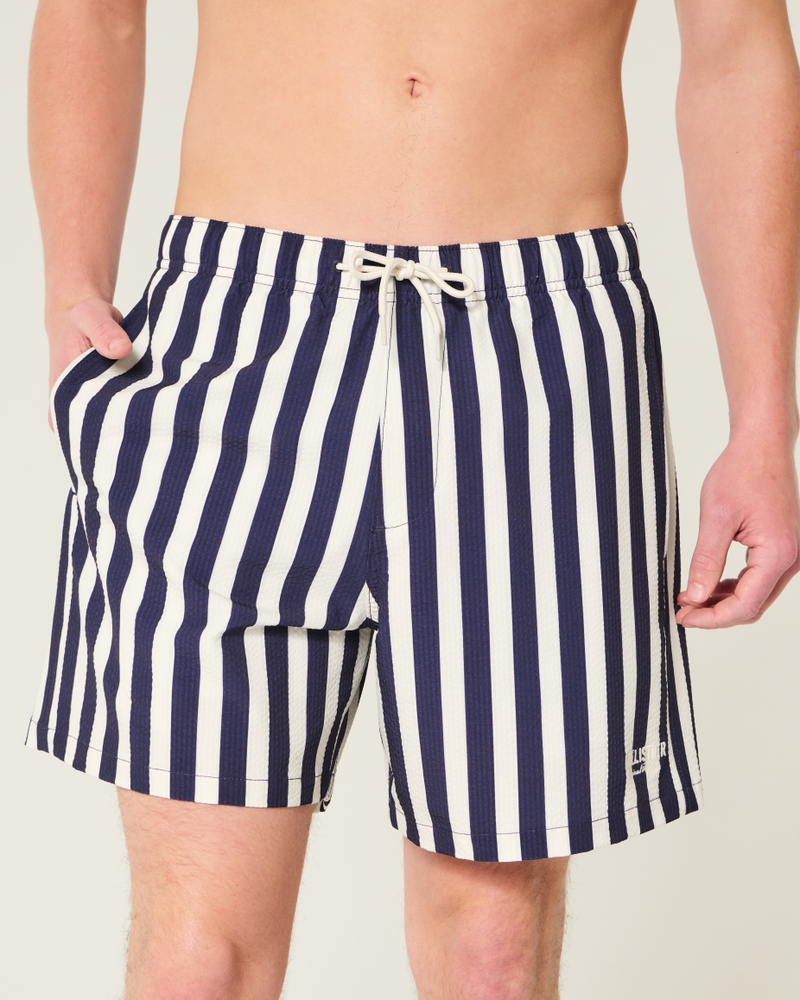 Men's Mid-Thigh Seersucker Volley Swim Trunks Men's Sale