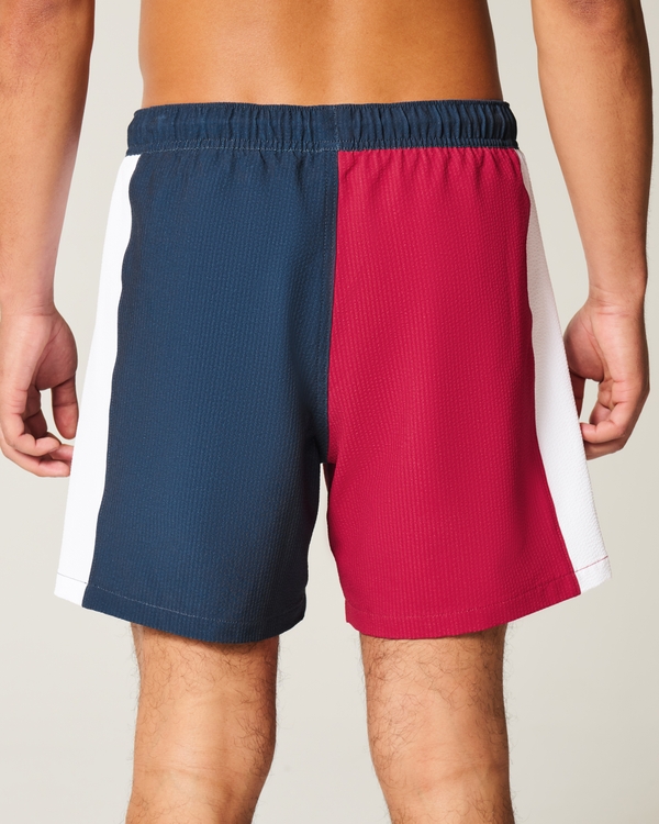 Mid-Thigh Seersucker Volley Swim Trunks