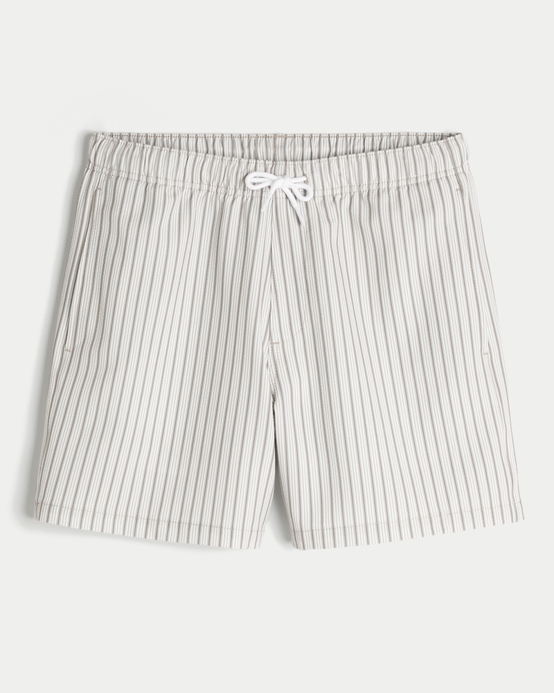 Mid-Thigh Seersucker Volley Swim Trunks