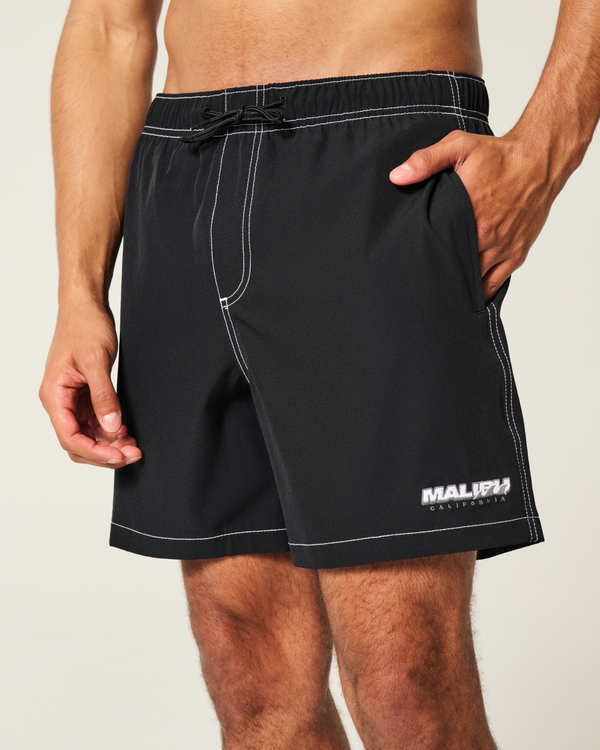 Mid-Thigh Volley Swim Trunks, Black view 1