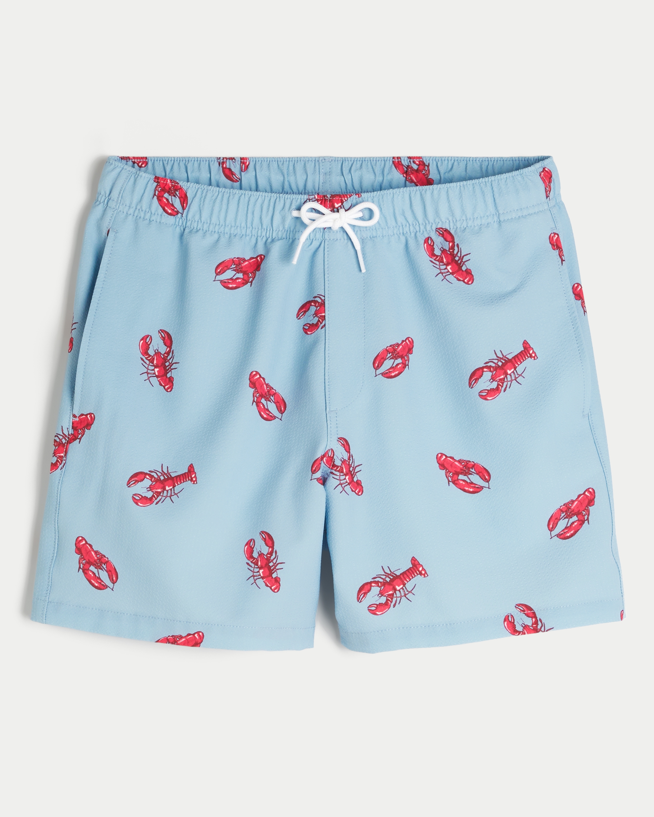 Mid-Thigh Seersucker Swim Trunks