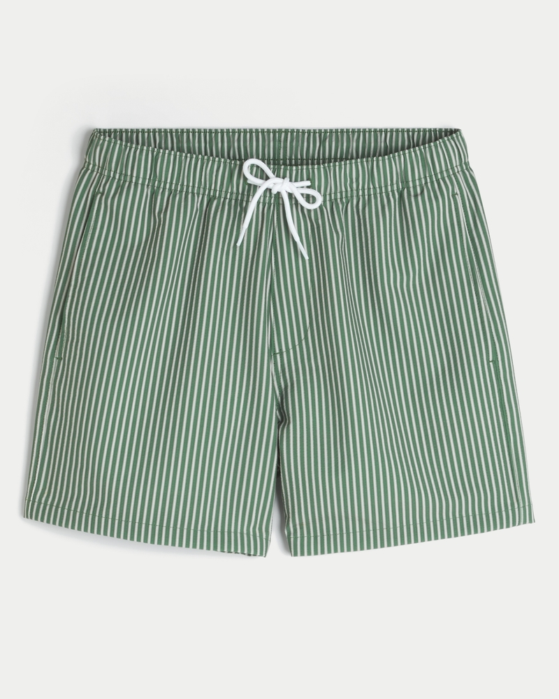 Mid-Thigh Seersucker Volley Swim Shorts