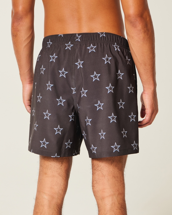 Mid-Thigh Volley Swim Trunks, Black Print view 2