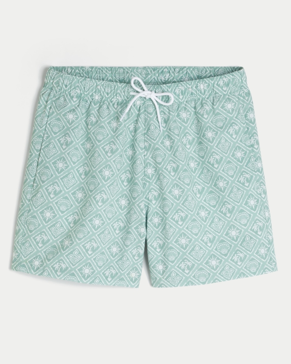 Mid-Thigh Volley Swim Trunks, Sage Pattern view 1