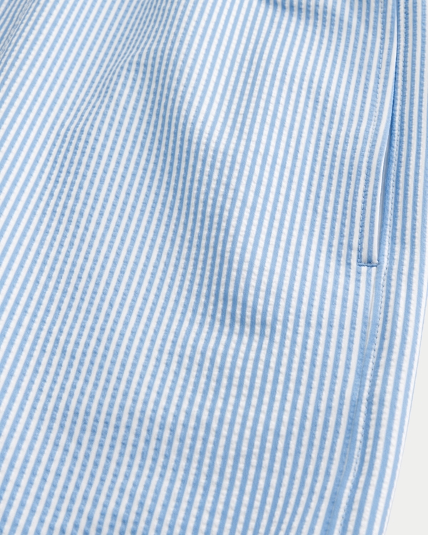 Mid-Thigh Seersucker Volley Swim Shorts