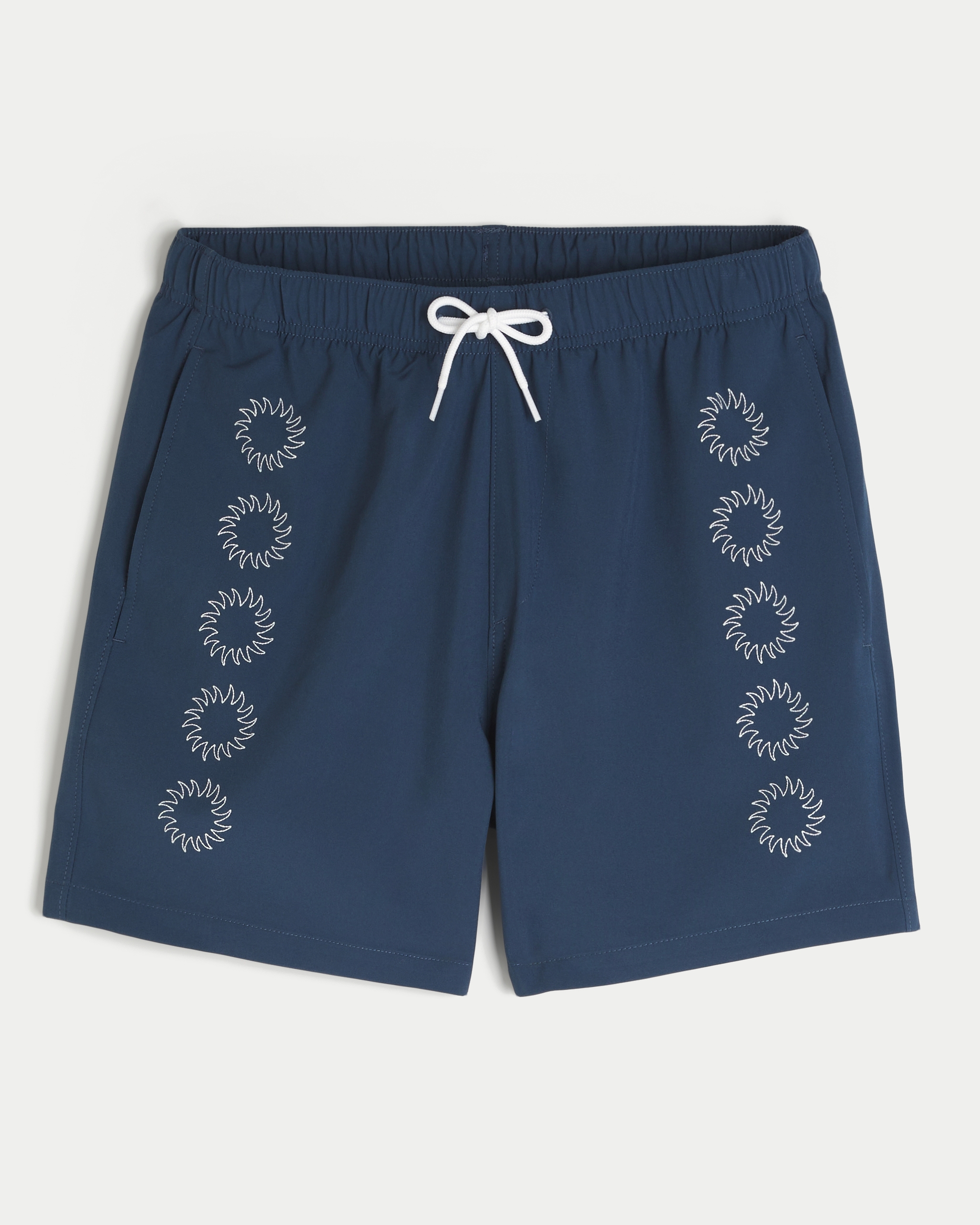 Mid-Thigh Embroidered Volley Swim Trunks