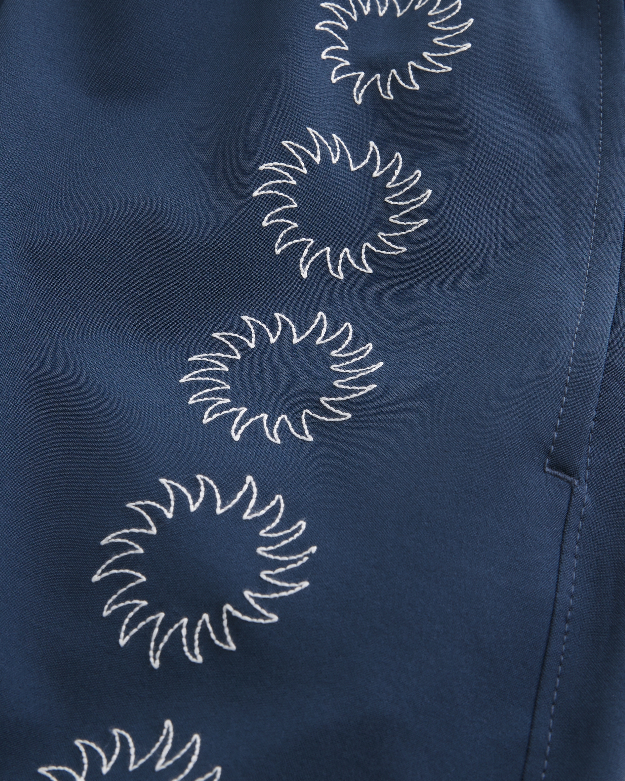 Mid-Thigh Embroidered Volley Swim Trunks