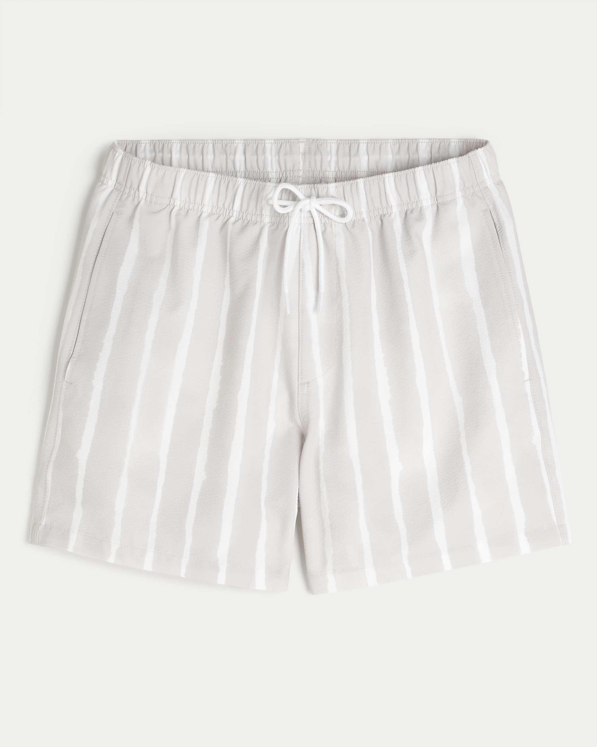 Mid-Thigh Seersucker Volley Swim Trunks