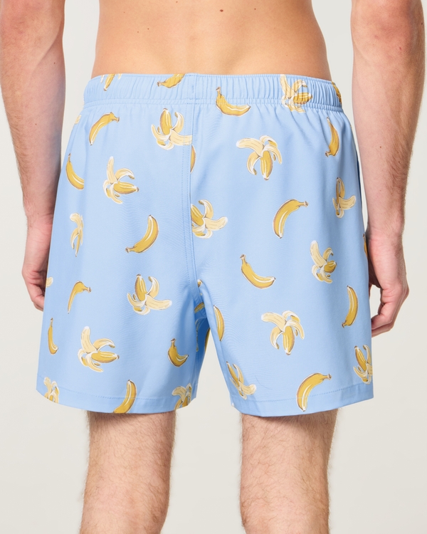 Mid-Thigh Volley Swim Trunks, Light Blue Print view 2