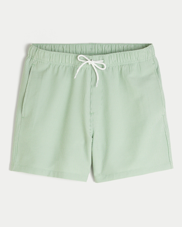 Mid-Thigh Seersucker Volley Swim Trunks
