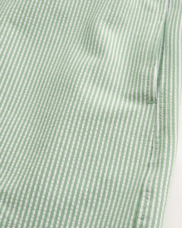 Mid-Thigh Seersucker Volley Swim Trunks