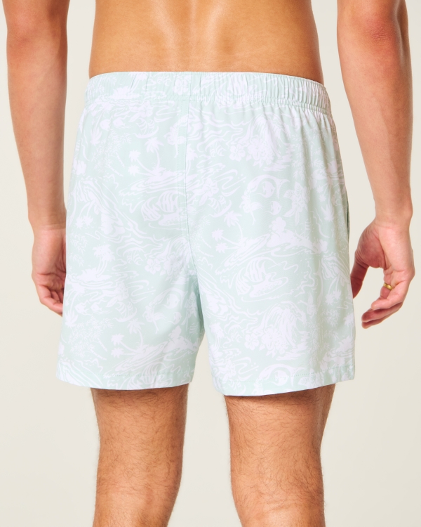 Mid-Thigh Seersucker Swim Trunks, Mint Pattern view 2
