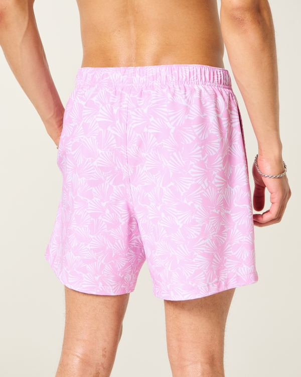 Mid-Thigh Swim Trunks, Pink Print view 2