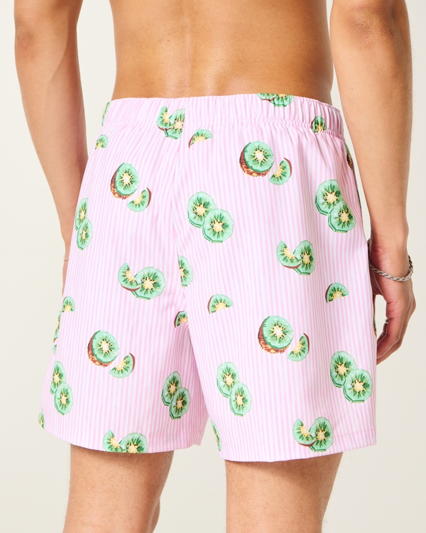 Mid-Thigh Swim Trunks, Pink Stripe view 2