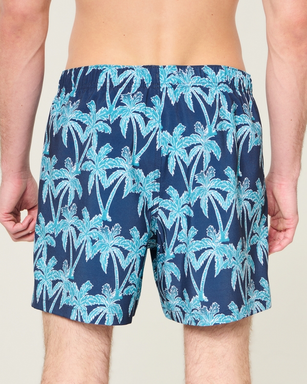Mid-Thigh Swim Trunks, Faded Navy Print view 2