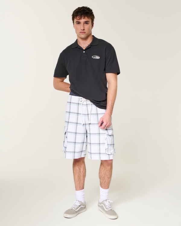 At-the-Knee Boardshorts, White Plaid view 1