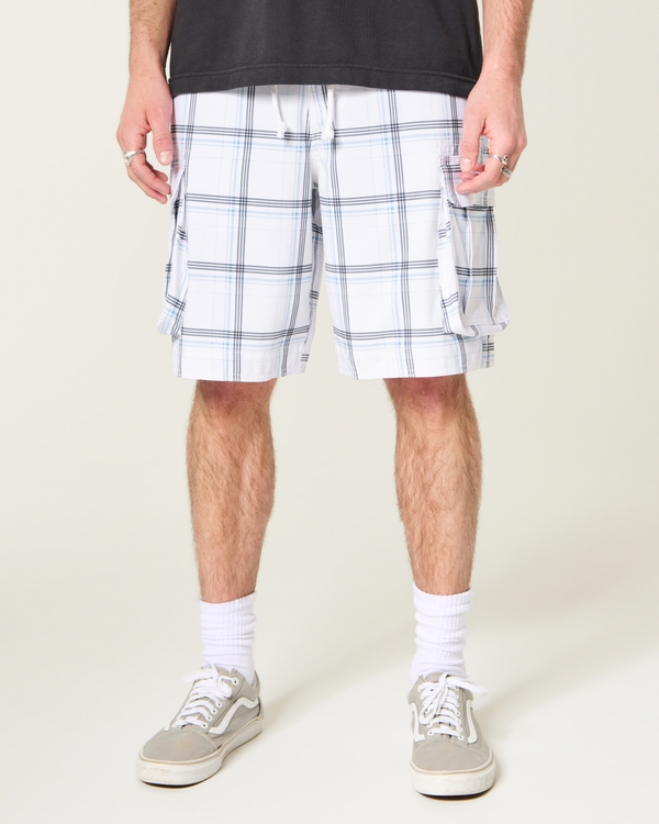 At-the-Knee Boardshorts, White Plaid view 2