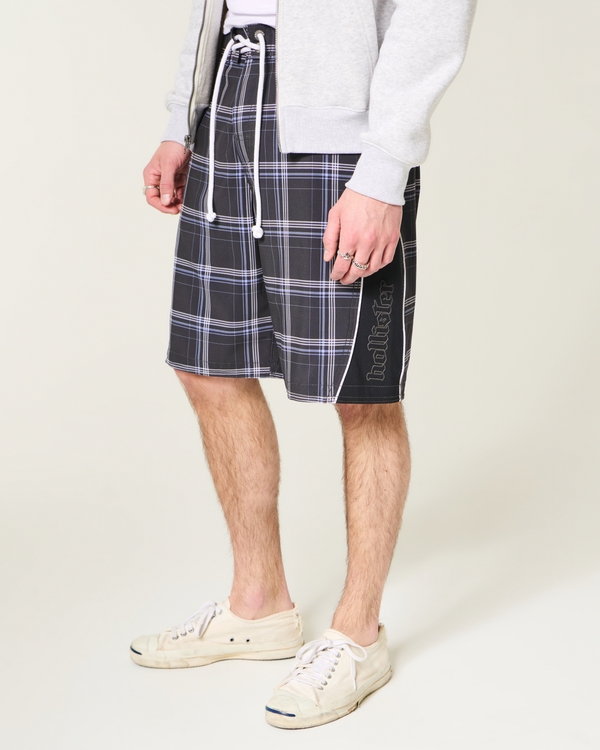 Bade-Boardshorts, Schwarz Schottenkariert view 2