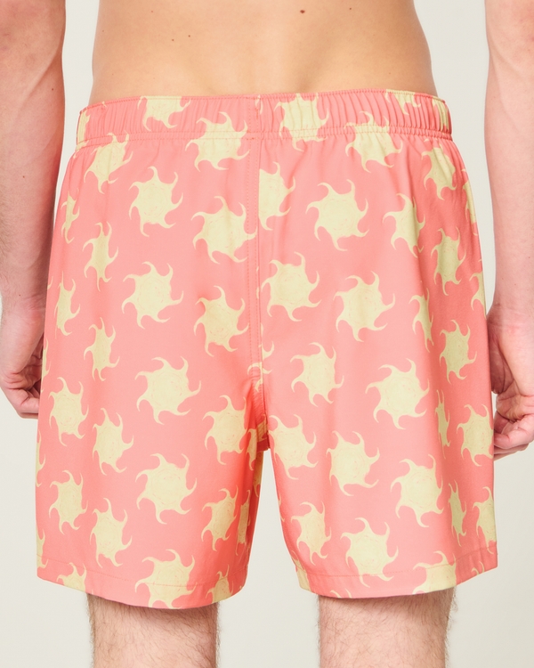Mid-Thigh Swim Trunks, Coral Pattern view 2