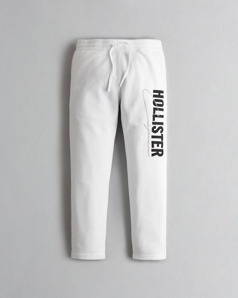 Hombres Pantalones de chándal con gráfico del logo bordado Hombres Ofertas | HollisterCo.com