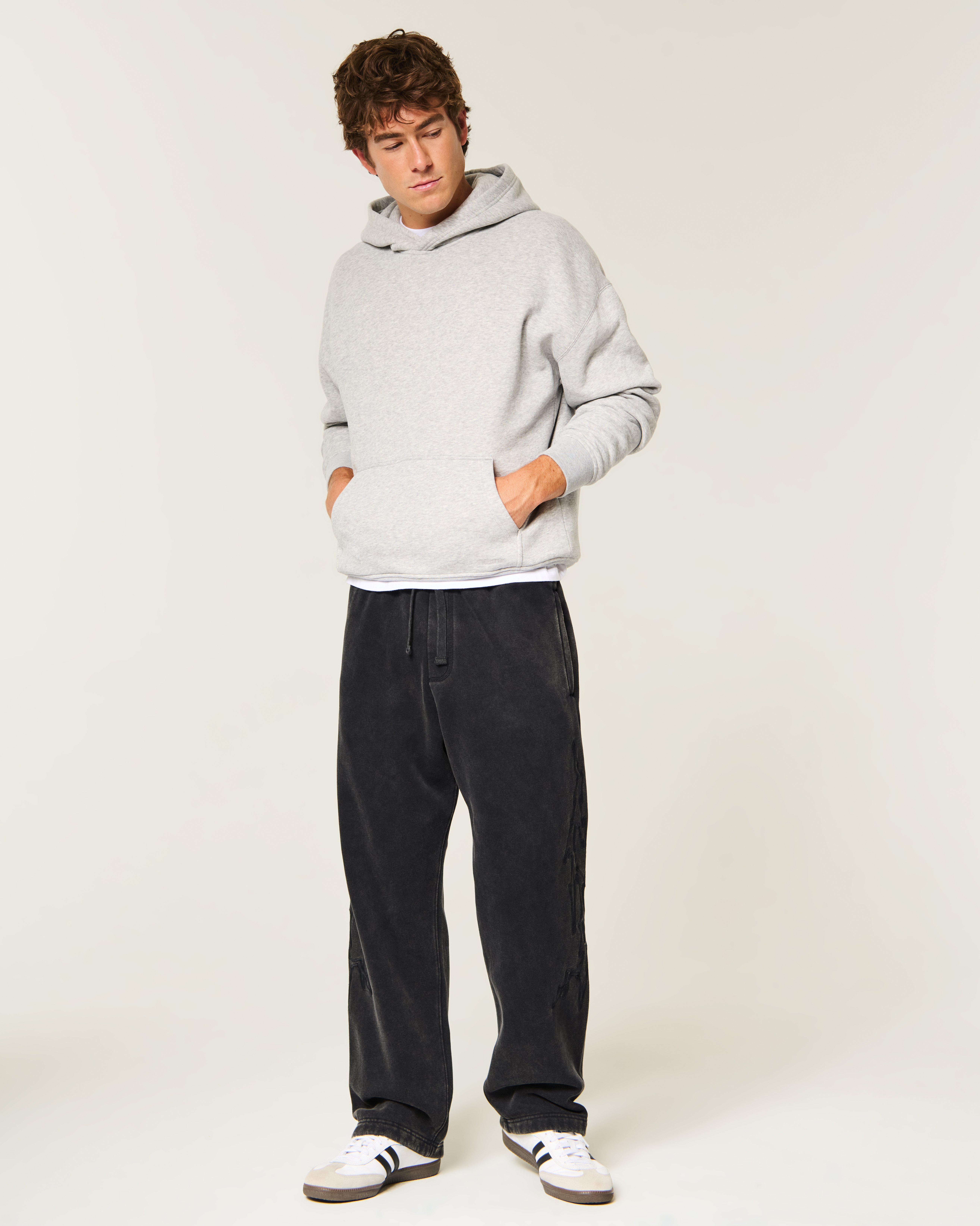 Washed Embroidered Graphic Baggy Sweatpants