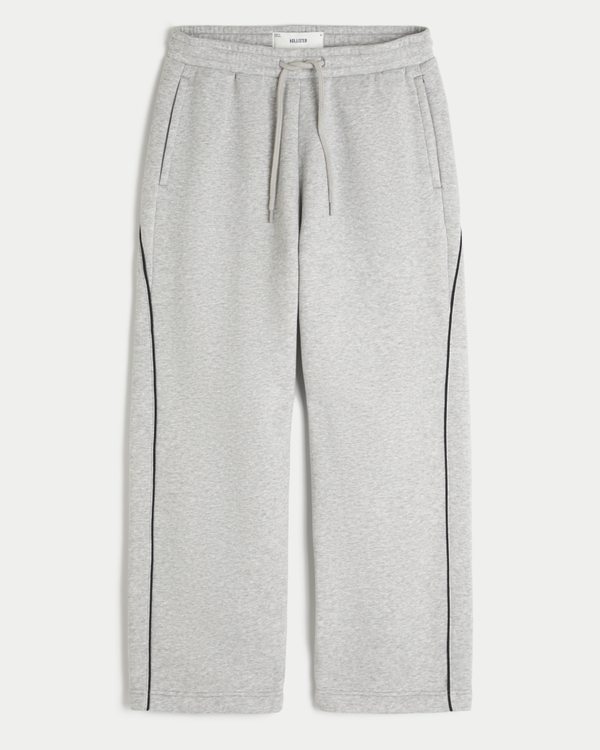 Side Piping Super Baggy Sweatpants, Heather Gray view 1