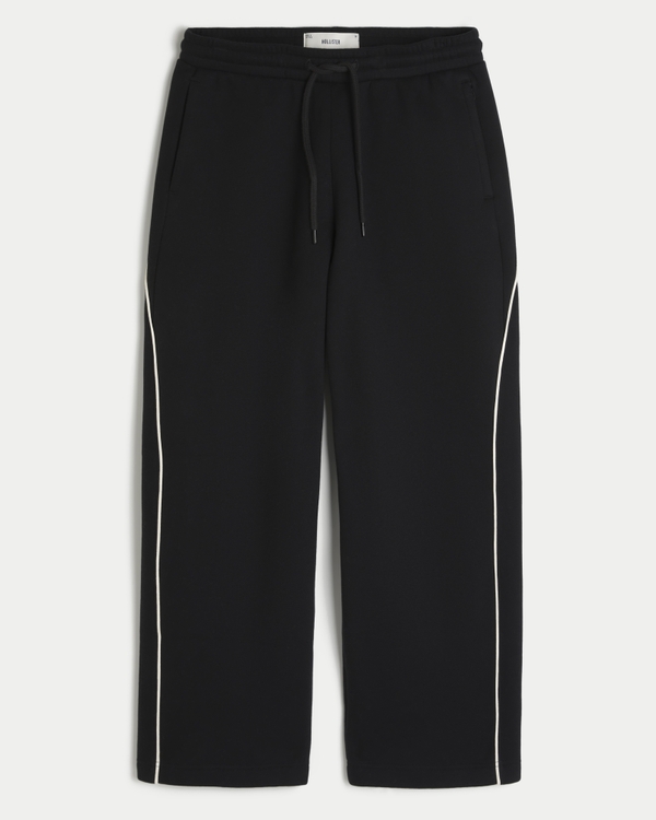 Side Piping Super Baggy Sweatpants, Black view 1