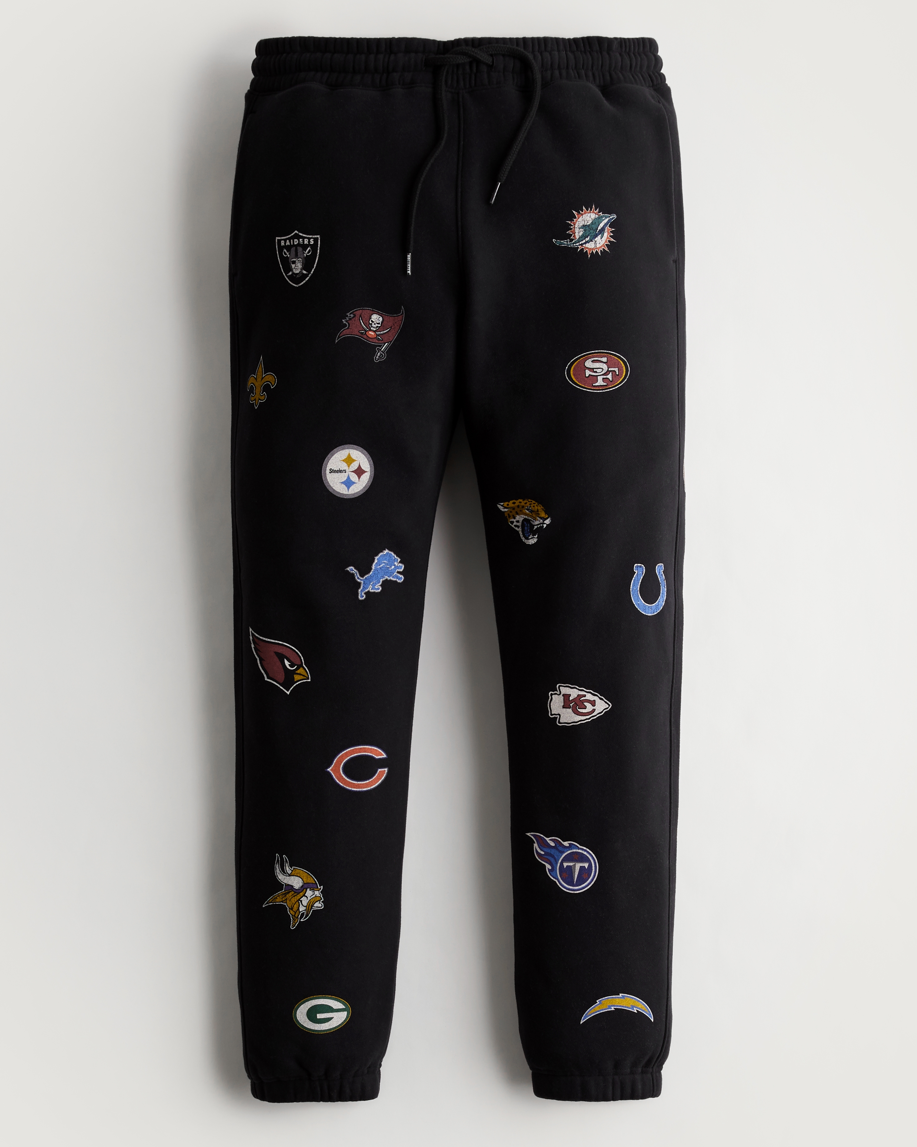 Hollister Co. ULTRA HIGH-RISE FLEECE LOGO GRAPHIC JOGGERS - Tracksuit  bottoms - BLACK/black 