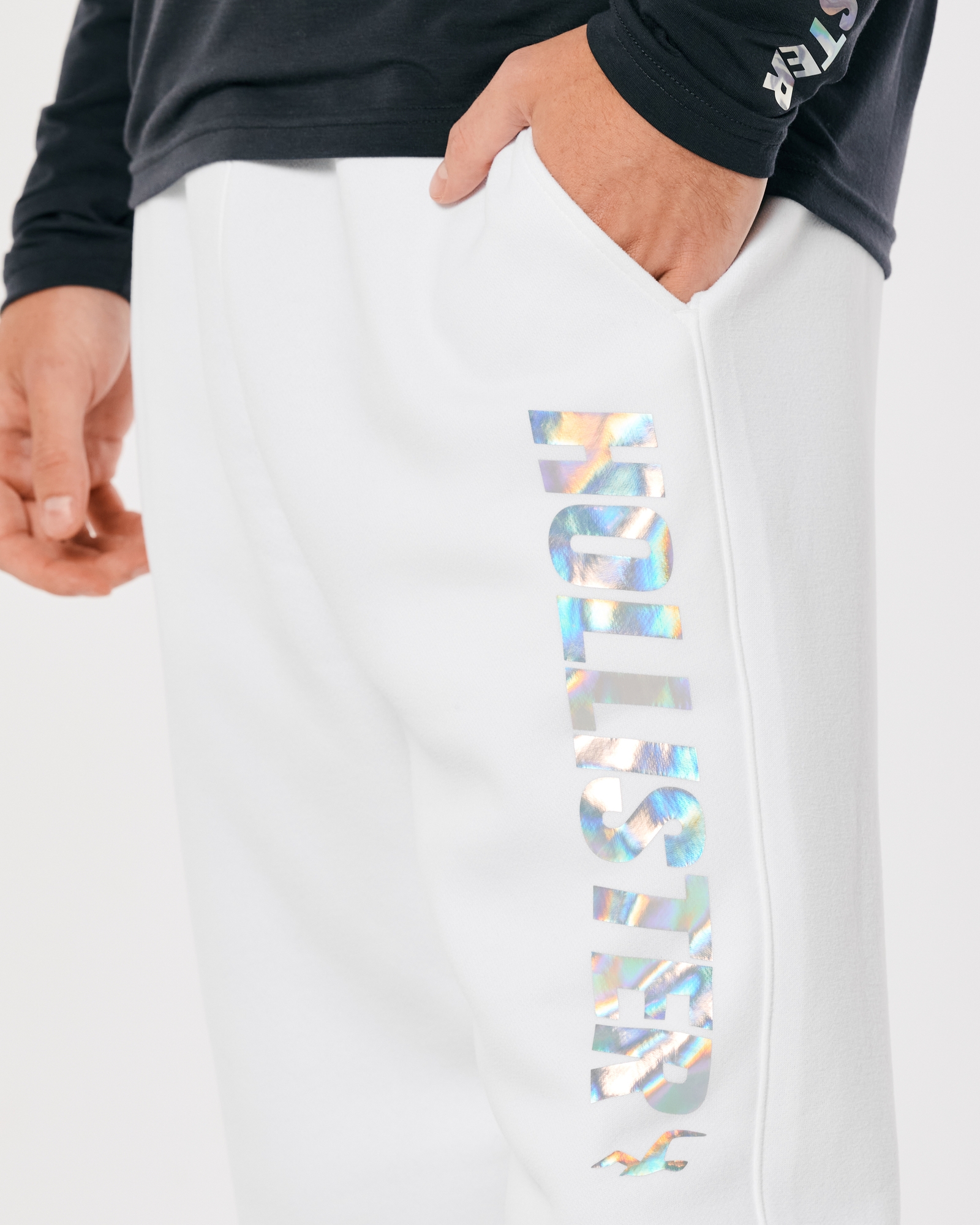 Hollister Relaxed Fleece Holographic Logo Joggers