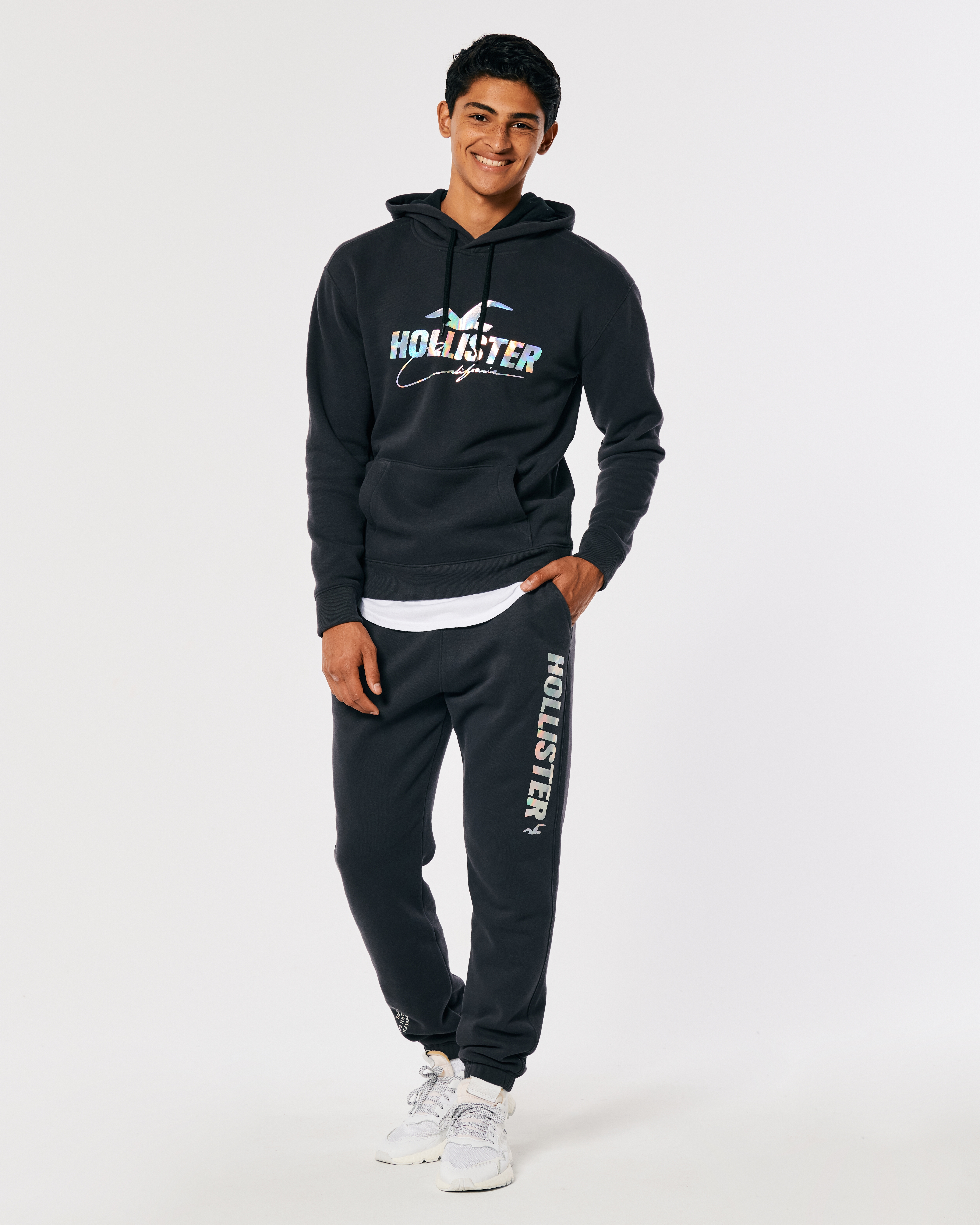 Hollister Relaxed Fleece Holographic Logo Joggers