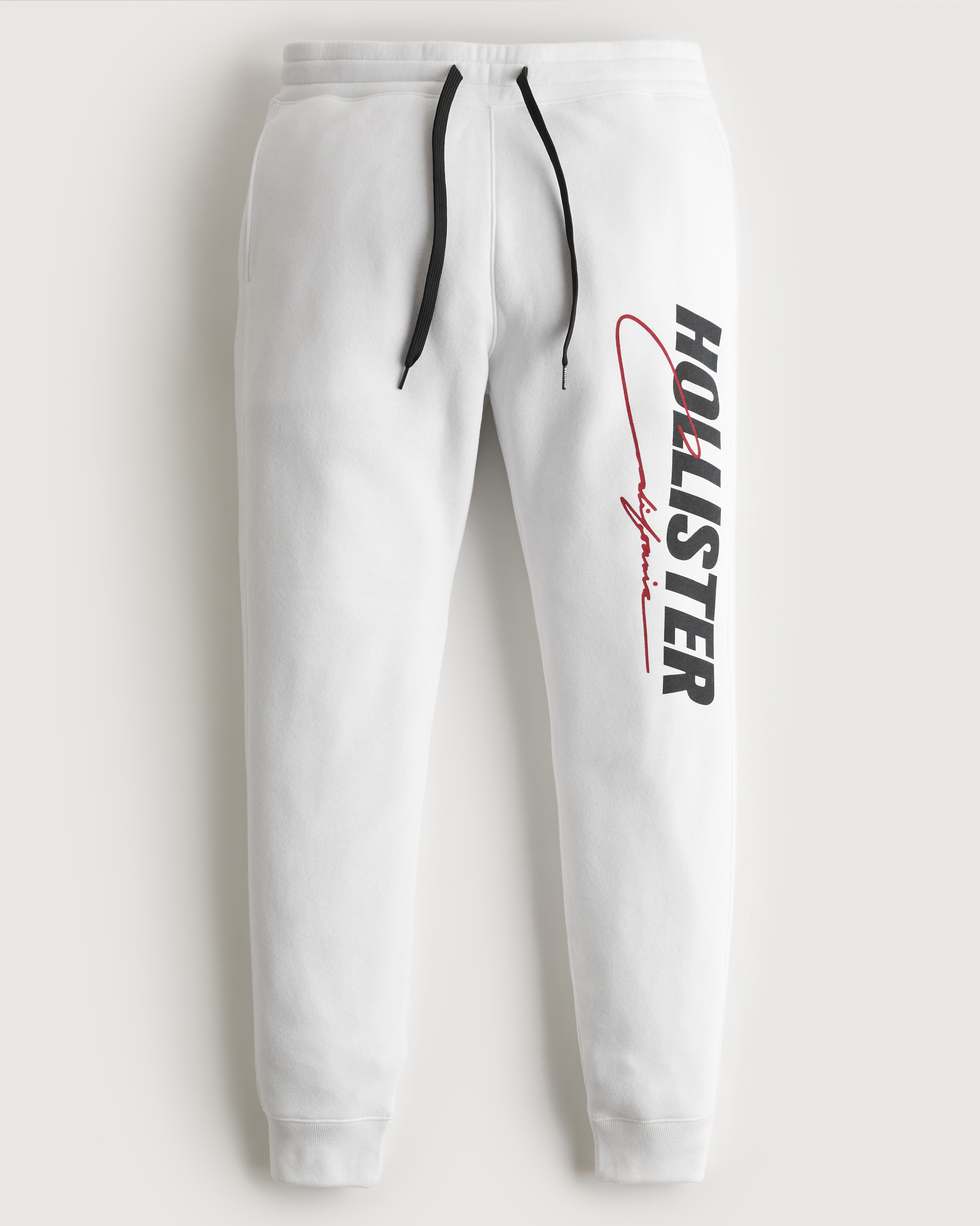 Hollister Straight Logo Graphic Sweatpants in White for Men