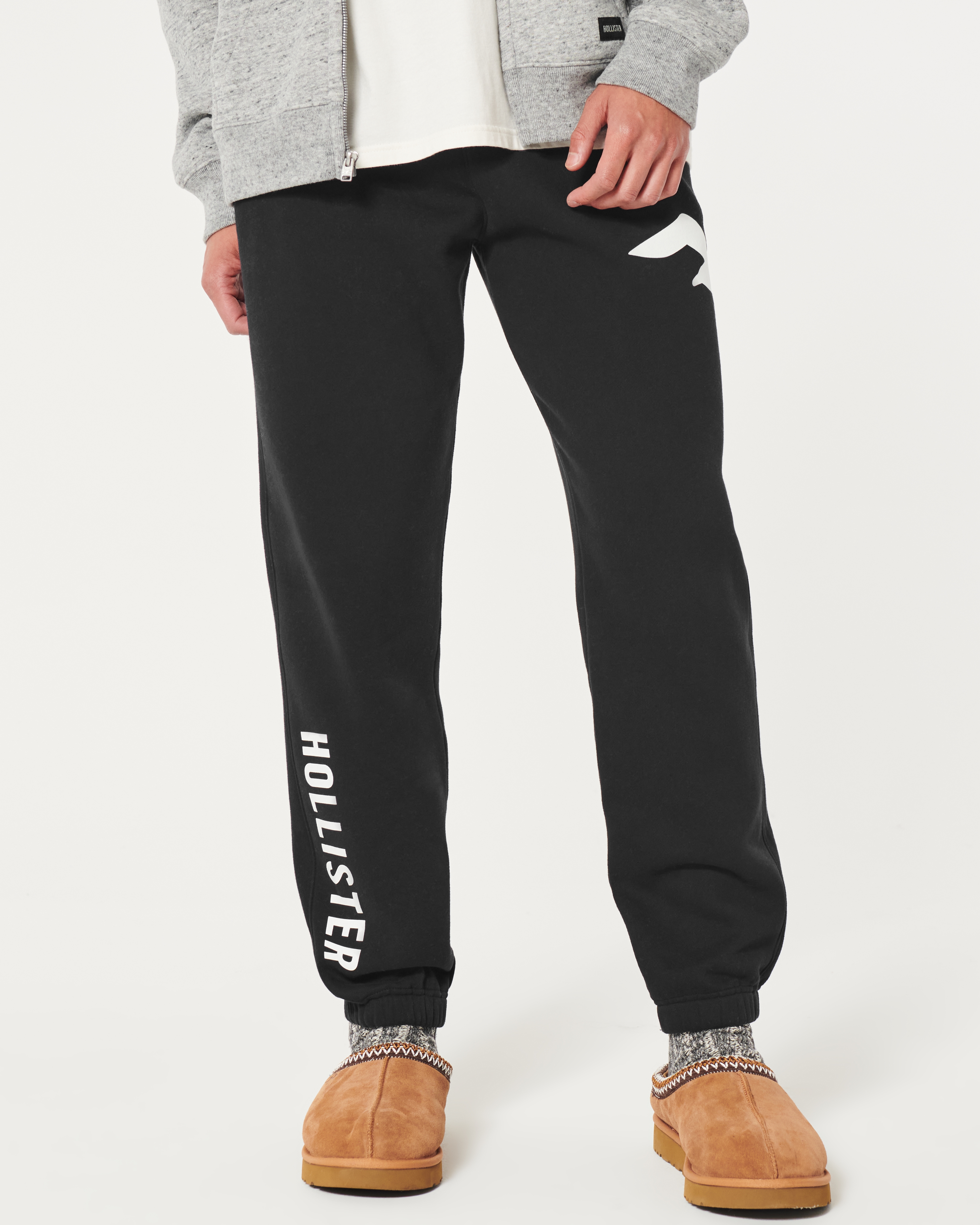 NWT HOLLISTER MEN's Relaxed Fleece Embroidered Graphic Joggers